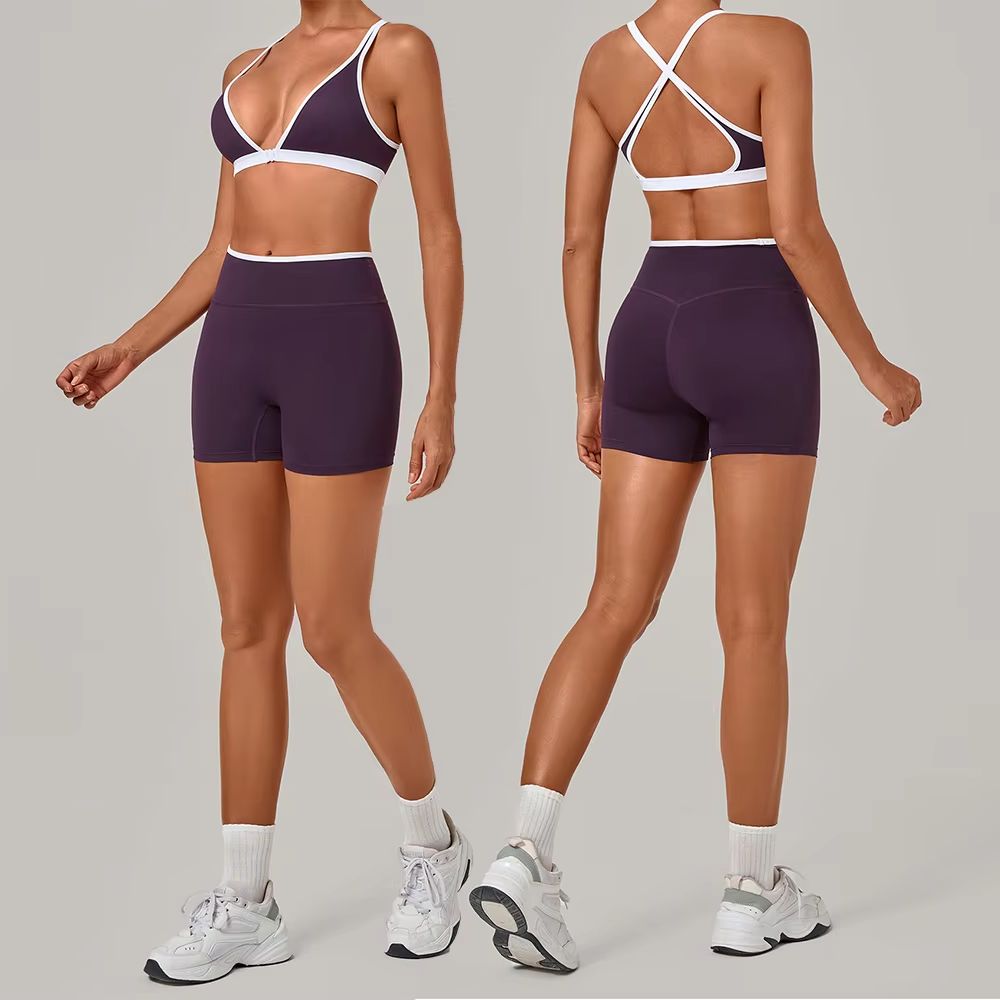 Women 2 Piece Yoga Set Deep V  - Crossfit Equipment ulasan dan harga
