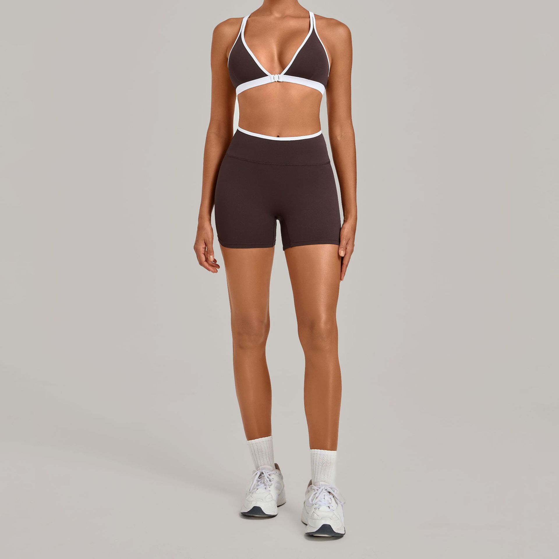 Women 2 Piece Yoga Set Deep V  - Crossfit Equipment ulasan dan harga
